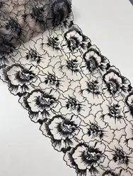 20 Yards Two Tones Mesh Lace Fabric Flower Embroidery Lace Trimming for Girls Clothing Ladies Dress Lingerie Underwear 22cm