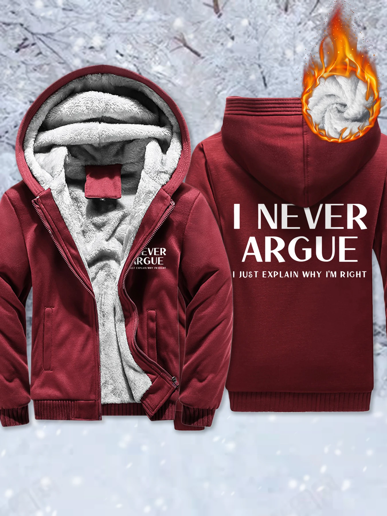 

I Never Argue I Just Explain Why I'm Right Pattern Мужская толстовка с капюшоном Уличный пуловер Зимняя теплая куртка Флисовая повседневная толстая толстовка
