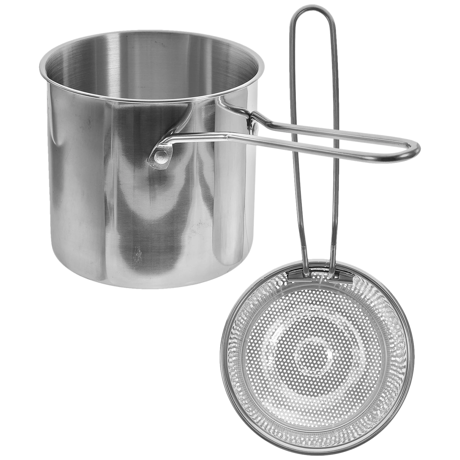 

Fryer with Frying Basket Oil Pot Strainer Fried and Lid Pots Silver for Deep Baskets
