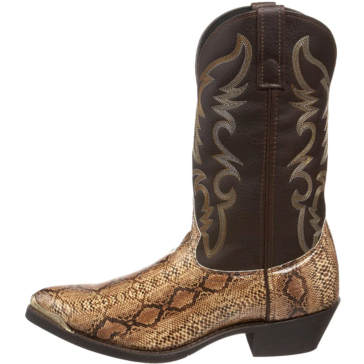 Men High Boots Embroidery Retro Men's Boots Western Cowboy Boot Pointed Toe Boots Snake Pattern Outdoor Men's Shoes with Metal
