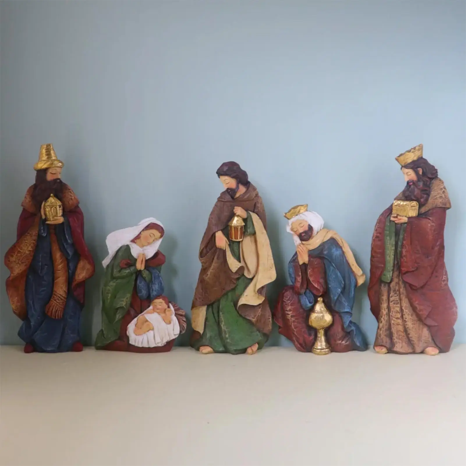 

Nativity Scene Statue Resin Classic Religious Christmas Nativity Scene Ministures for Mother Children Adults Friends Porch