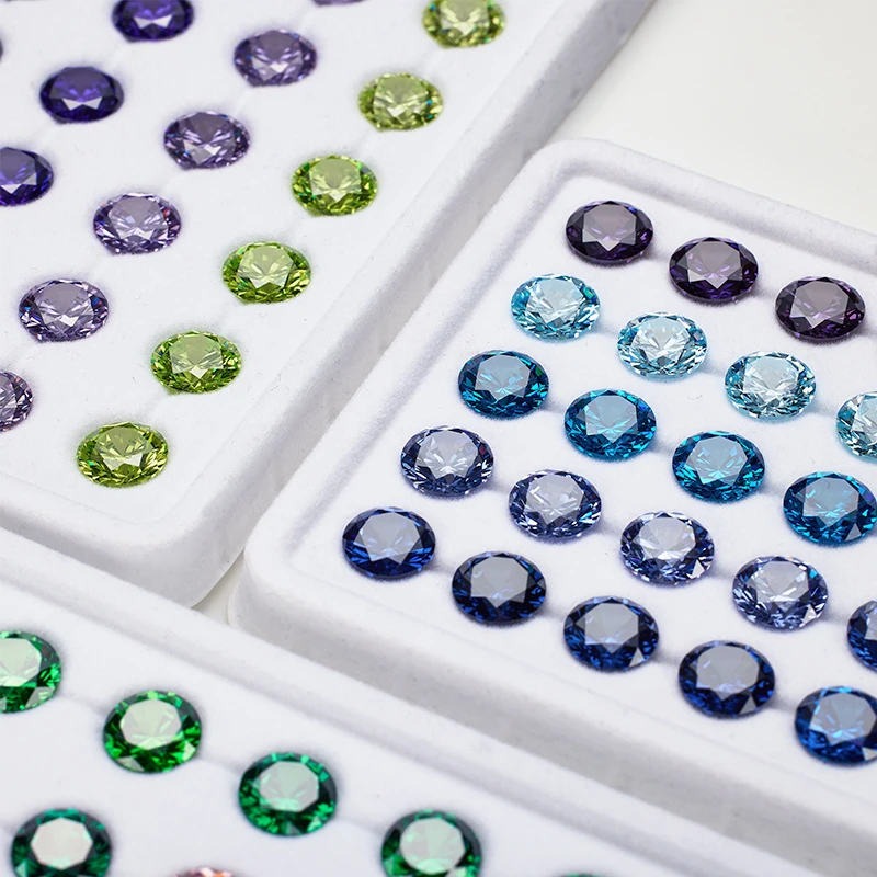 5A Over 10 Colors Loose Gemtone Top Quality Cubic Zirconia Stone 8 Hearts & Arrows Beads Round cut Loose Stones  Jewelry