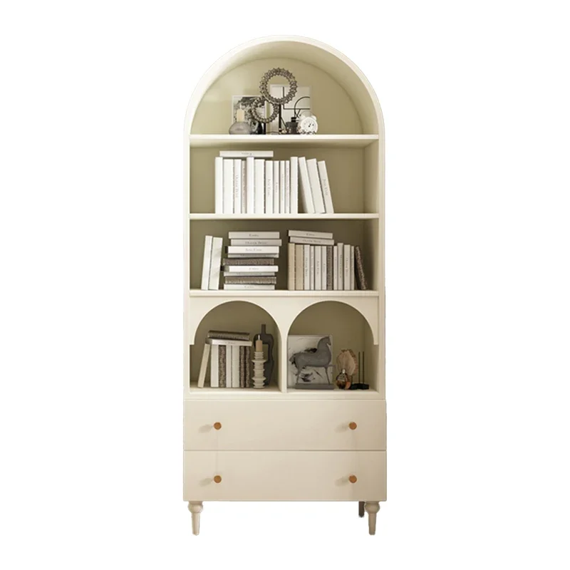 Living room retro solid wood children's bookcase white arched decorative cabinet Changhong glass wine cabinet locker