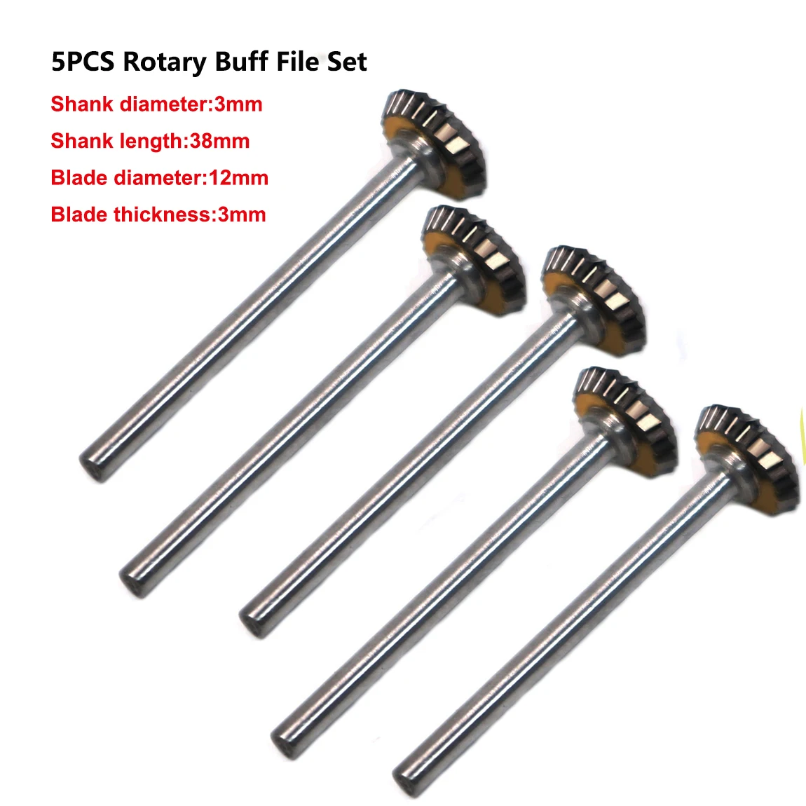 5pcs Y-Type Carbide Rotary File Set Arc Disc-Shaped Carbide Grinding Head 3mm Handle for Processing Metal & Non Metal