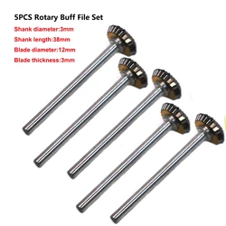 5pcs Y-Type Carbide Rotary File Set Arc Disc-Shaped Carbide Grinding Head 3mm Handle for Processing Metal & Non Metal