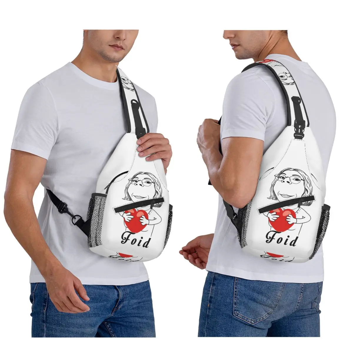 Foid Chud Matching Soyjak Soy Wojak Soyboy Meme Chest Bag Men Sling Crossbody Backpack Chest Bag Hiking Daypack Shoulder Bag