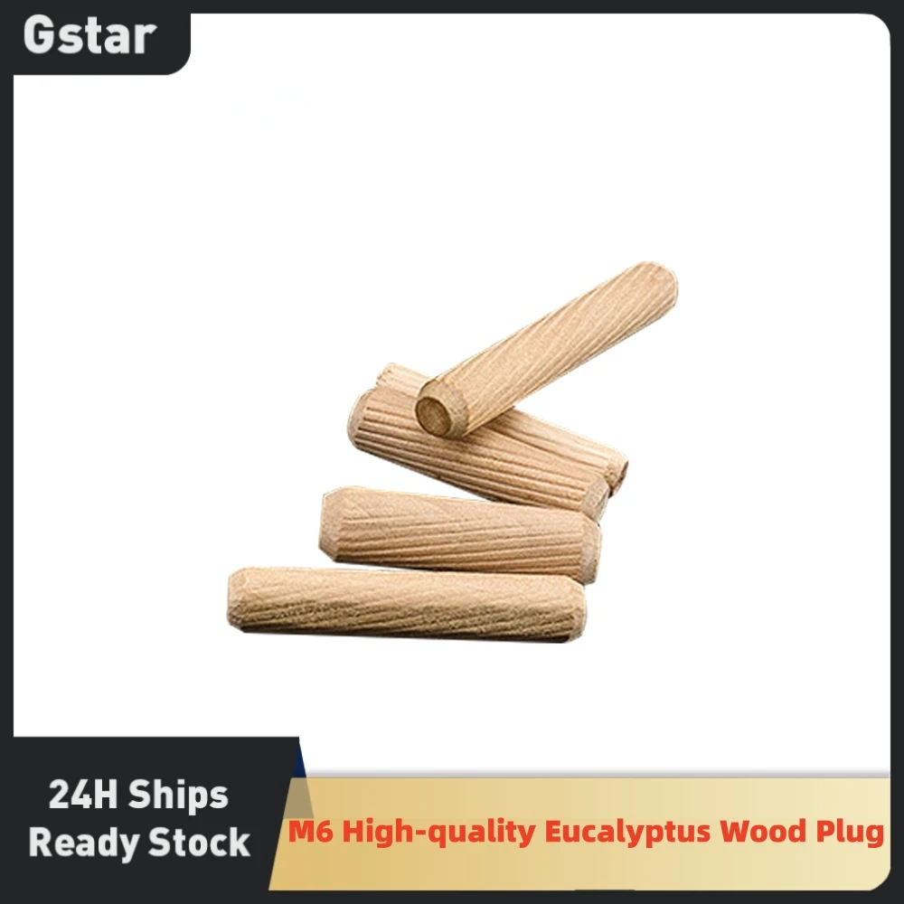 M6 High-quality Eucalyptus Wood Top Wooden Plug Connection Piece Furniture Accessories Three in one Wooden Shaw 10PCS/Lot