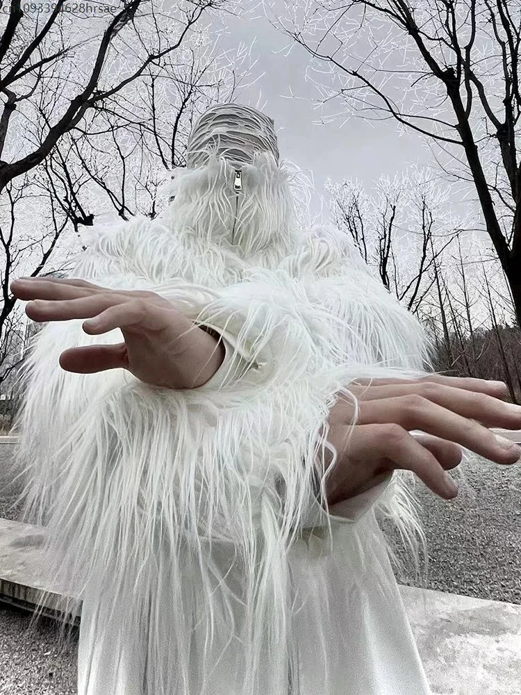 2025 nouveau automne hiver épais chaud poilu Shaggy recadrée fausse fourrure manteau hommes de luxe vêtements de créateur noir moelleux veste