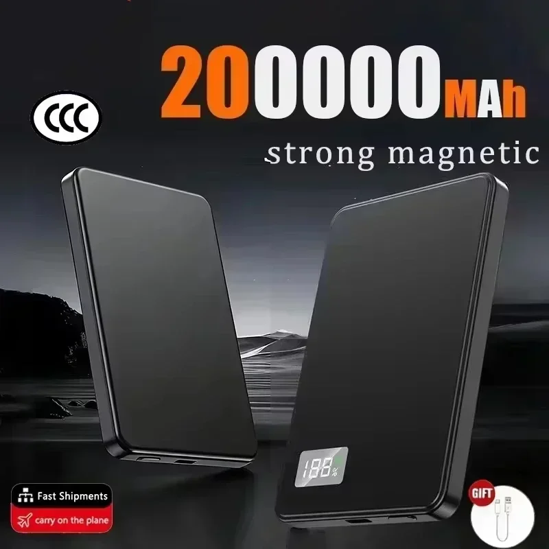 Lenovo 500000mAh tragbare Powerbank für MagSafe, magnetisch, ultraflach, 3C-zertifiziert, 22W schnelles Ladegerät, kabellose Batterie, MacSafe-Backup-Batterie