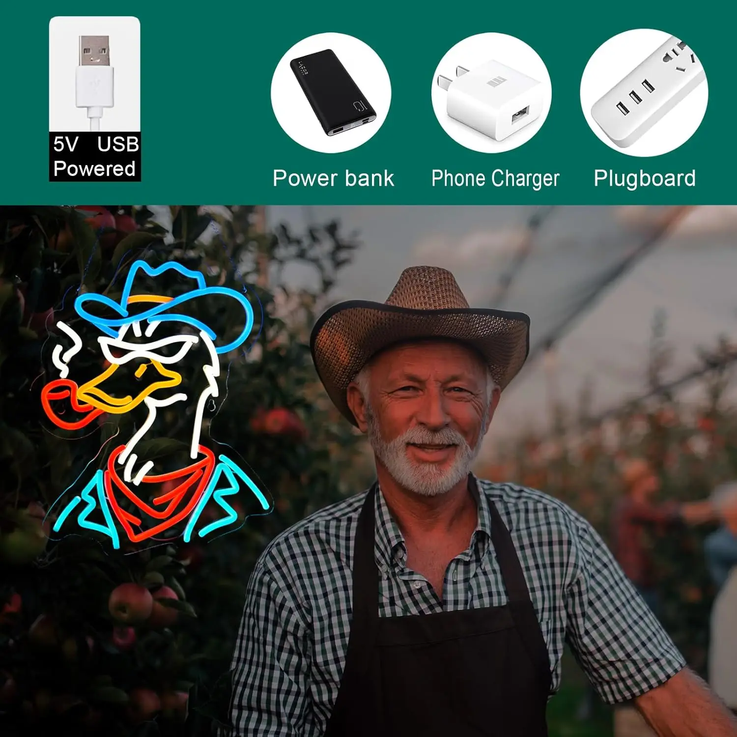 Cowboy Duck Neon Sign for Wall Decor LED Neon Sign USB Powered Dimmable for Man Cave Playroom Bedroom Bar Game Room Decor Gift