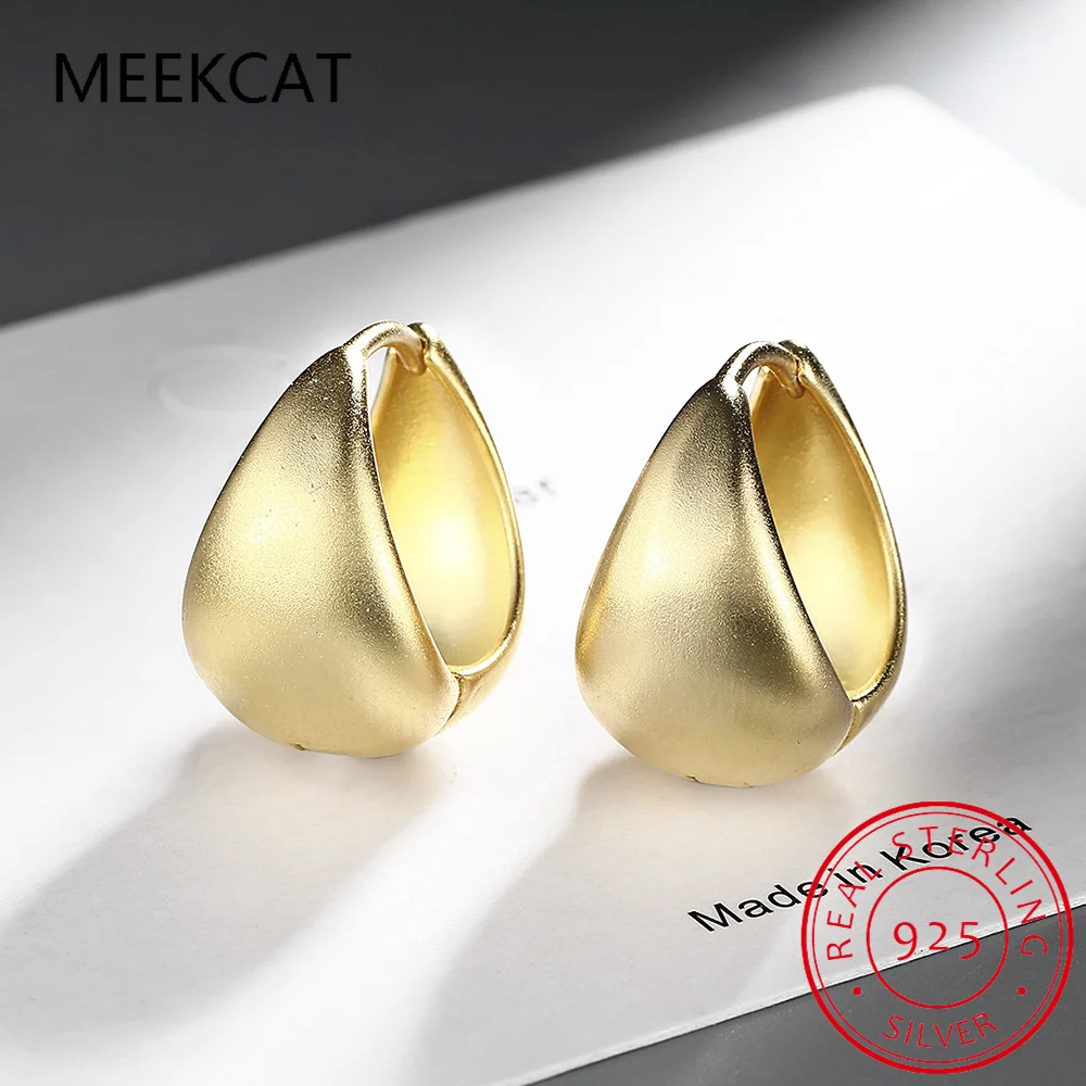 925 Sterling Silver Simple Wide Huggies Gothic Hoop Earrings for Women European Unisex Piercing Rock Jewelry Ear Buckles MEJ645 view 4