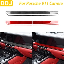 For Porsche 911 992 Carrera 2019-2024 Carbon Fiber Center Console Dashboard Panel Trim Cover Car Interior Accessories Sticker