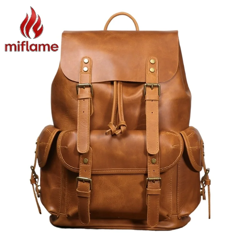 Vintage Handmade Genuine Cowhide Leather Backpack for Men Travel School College Casual Retro Stylish Unique