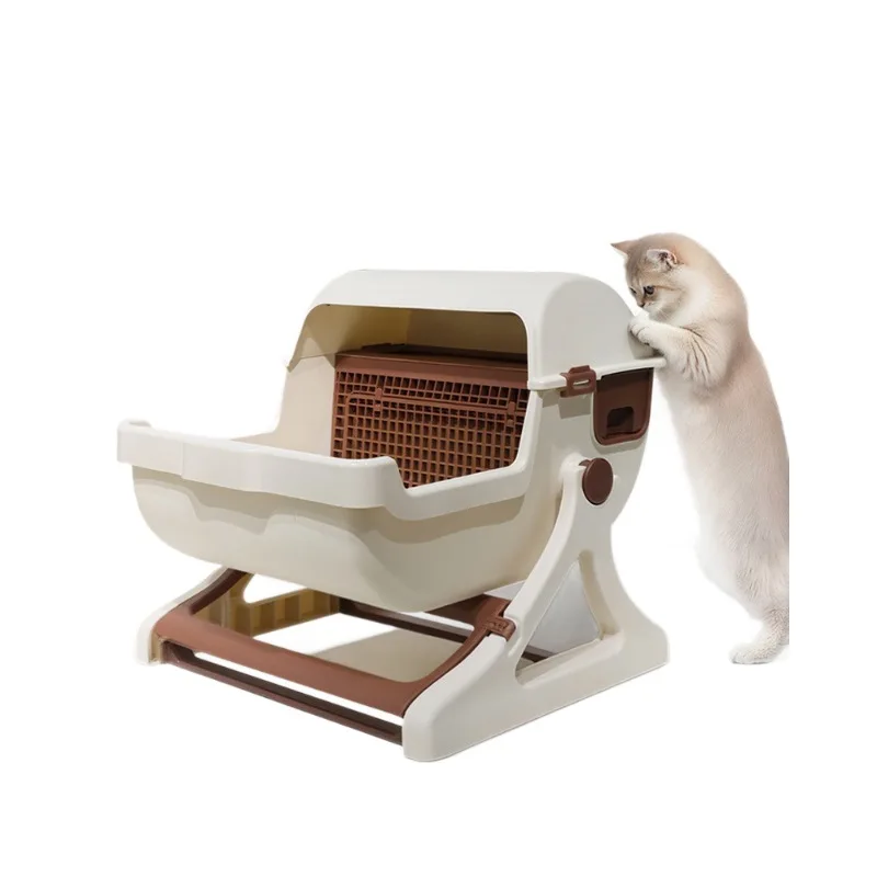 Arenero semicerrado antitracking para gatitos y gatos, fácil limpieza - imagen 2