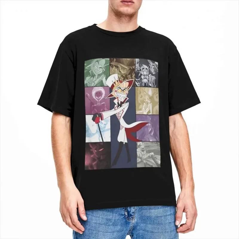 

Leisure hazbins hotels Lucifer T shirt men women pure cotton tee shirt party clothing