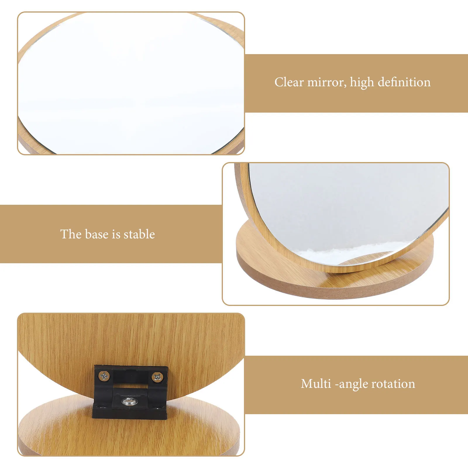 Tisch-Make-up-Spiegel aus Holz für Mädchen, tragbarer Kosmetikspiegel mit kompaktem Design für Schlafzimmer-Schreibtisch-Dekoration