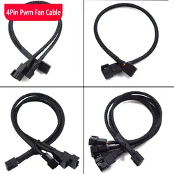 4Pin Pwm Fan Cable 1 To 2/3/4 Ways Splitter Black Sleeved 27cm Extension Cable Connector PWM Extension Cables