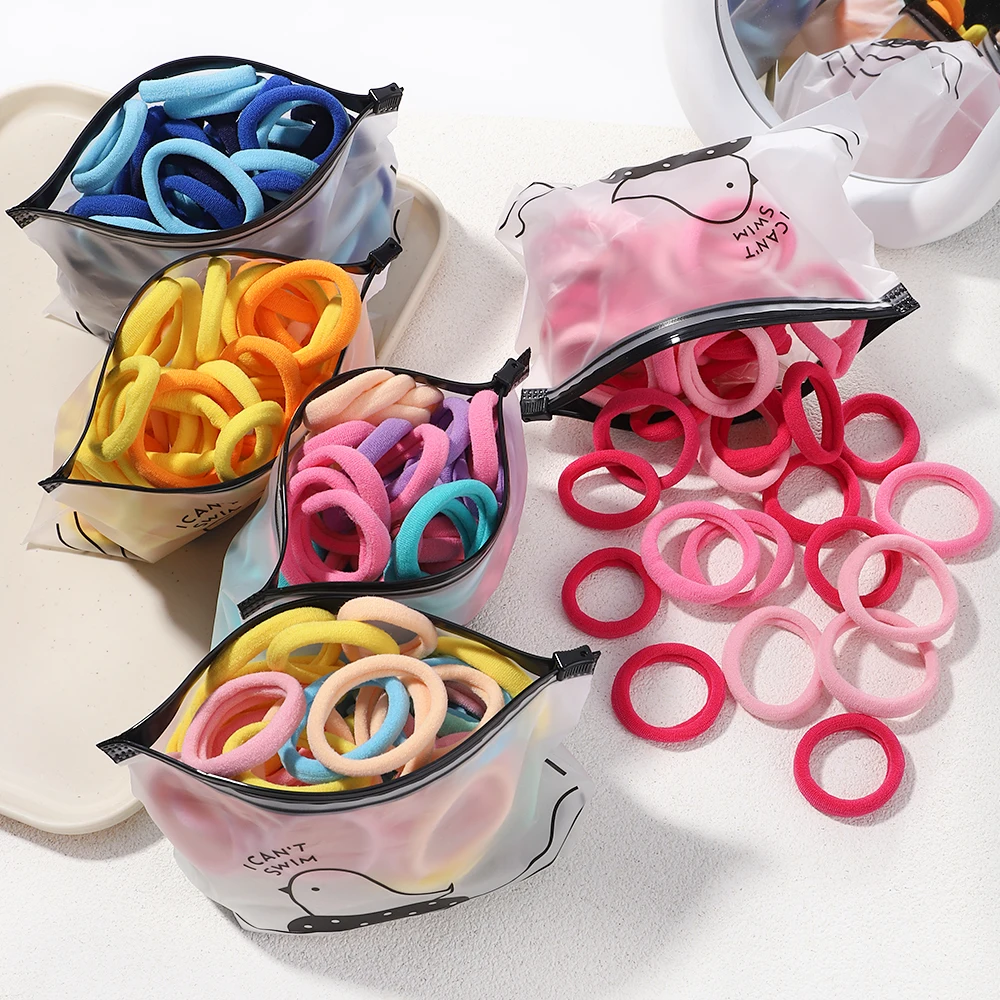 30pcs/lot 4cm Mixed Rubber Band Korean Women Girls Ponytail Holder Gum Headwear Elastic Hair Bands Hair Accessories Ornaments