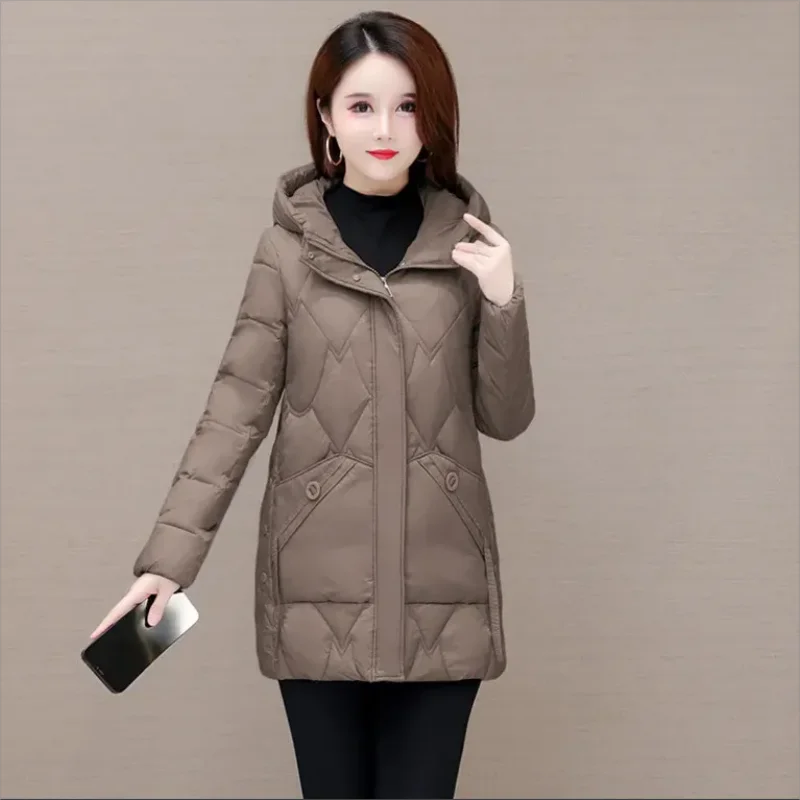 Winter Women Keep Warm Thickening Overcoat Parkas Outwear Wear Jacket Mid-length Hooded Cotton Padded Casual Slim Fit Coat