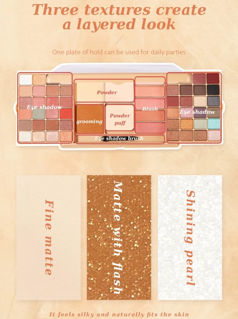 Pudaier Nuovo 48 colori Glitter Eyeshadow Palette Opaco Correttore impermeabile Fard in polvere Kit di cosmetici Strumenti per il trucco delle donne di moda