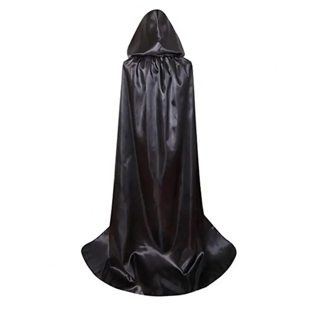 Halloween Cloak Dark Style Satin Hooded Children's Halloween Cosplay Cloak for Unisex Stage Show Performance Loose Floor Length