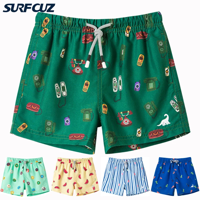 

SURFCUZ Boys Swim Trunks UPF 50+ Toddler Beach Board Shorts Swimsuit for Kids Swimwear Quick Dry Little Boys Swim Shorts