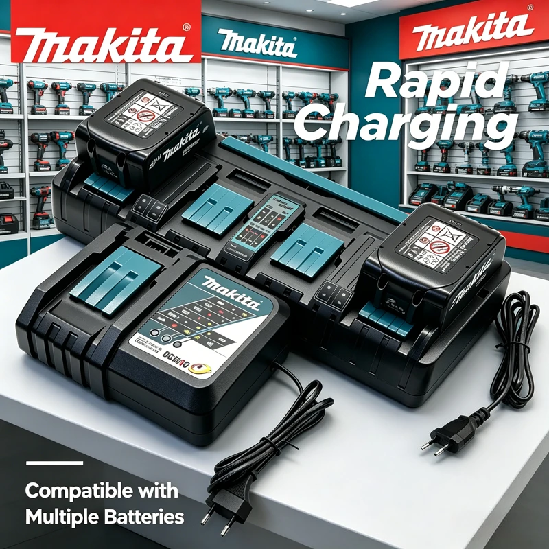 Быстрое зарядное устройство Makita 14.4V-18V LXT 6A DC18SF, четырехпортовое зарядное устройство для нескольких аккумуляторов, для одновременного питания нескольких батарей.