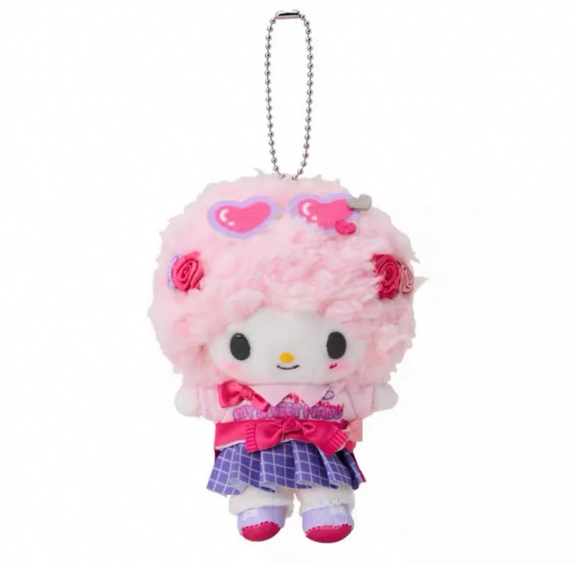 نمط المدرسة مرحبا كيتي بلدي ميلودي سلسلة المفاتيح القطيفة 90s غال زهرة Kawaii حقيبة سحر للفتيات هدية