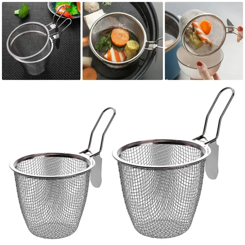 1Pcs Kitchen Tableware Mesh Strainer Spoon Cooking Utensils Korean Noodles Scoop Hot Pot Strainer Stainless Steel Long Handle