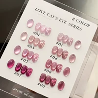MIANEL 12ML Burning Love Cat Eye Gel Polish 2025 Recién llegado - Luminoso Dragon Fruit Pink con cuentas de vidrio Cat Eye Nail Art
