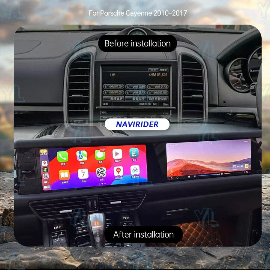 GDHG 12.3+12.3inch Carplay For Porsche Cayenne 2010-2017 Upgraded Interactive Dual Screen Car GPS Android 13 Multimedia Video BT