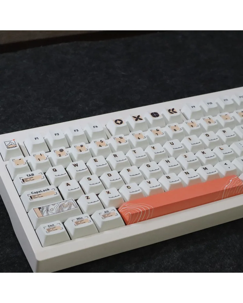 Orange and white keycaps Original height BPT material Sublimation mechanical keyboard Customization 68 75 87 98 Arrangement