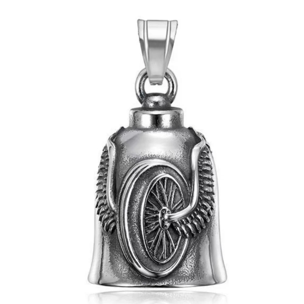 Tire Wings Death Skull Bell Pendant Stainless Steel Egyptian Eye of Horus Rose Biker Mens Pendant Bell Gift