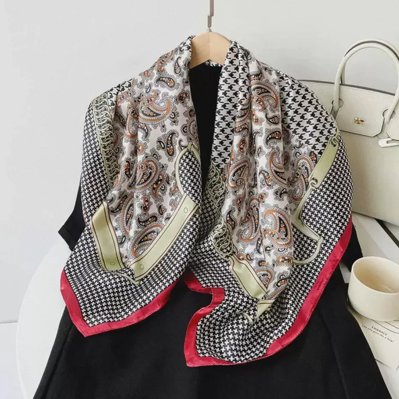 

Paisley Printed Scarf Women's Thin 90 Square Spring and Summer Imitated Scarves Decorative All-Match