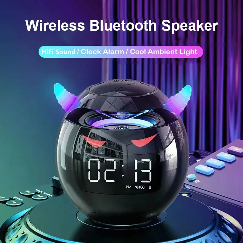 Clearance Sale Bluetooth Speaker Audio with LED Digital Alarm Clock Music Player Wireless Ball Shape Clock Speaker Mini Speaker