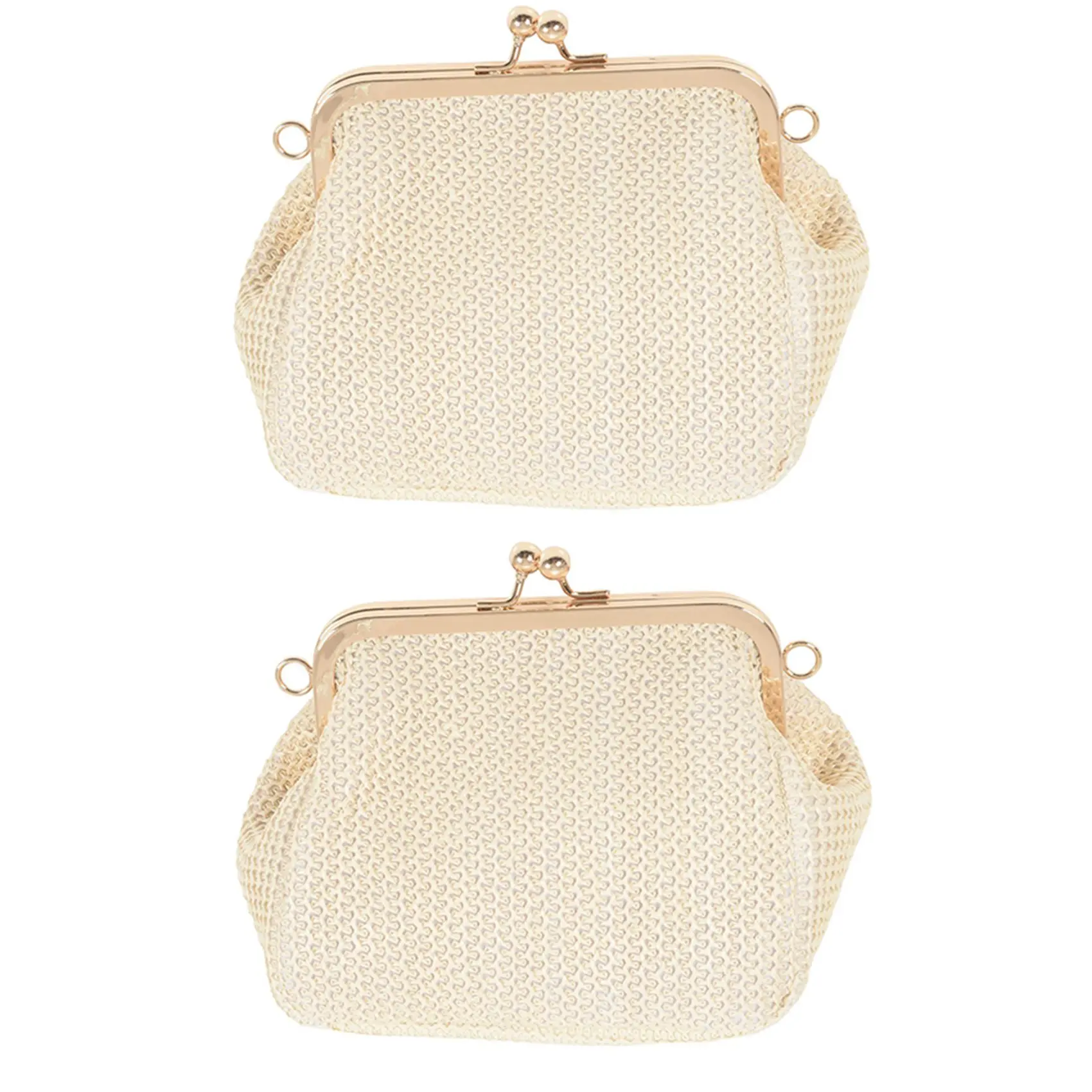 

2X Small Crossbody Boho Bags for Women Evening Clutch Bags Hasp Ladies Female Straw Beach Rattan Messenger Bag(Khaki)