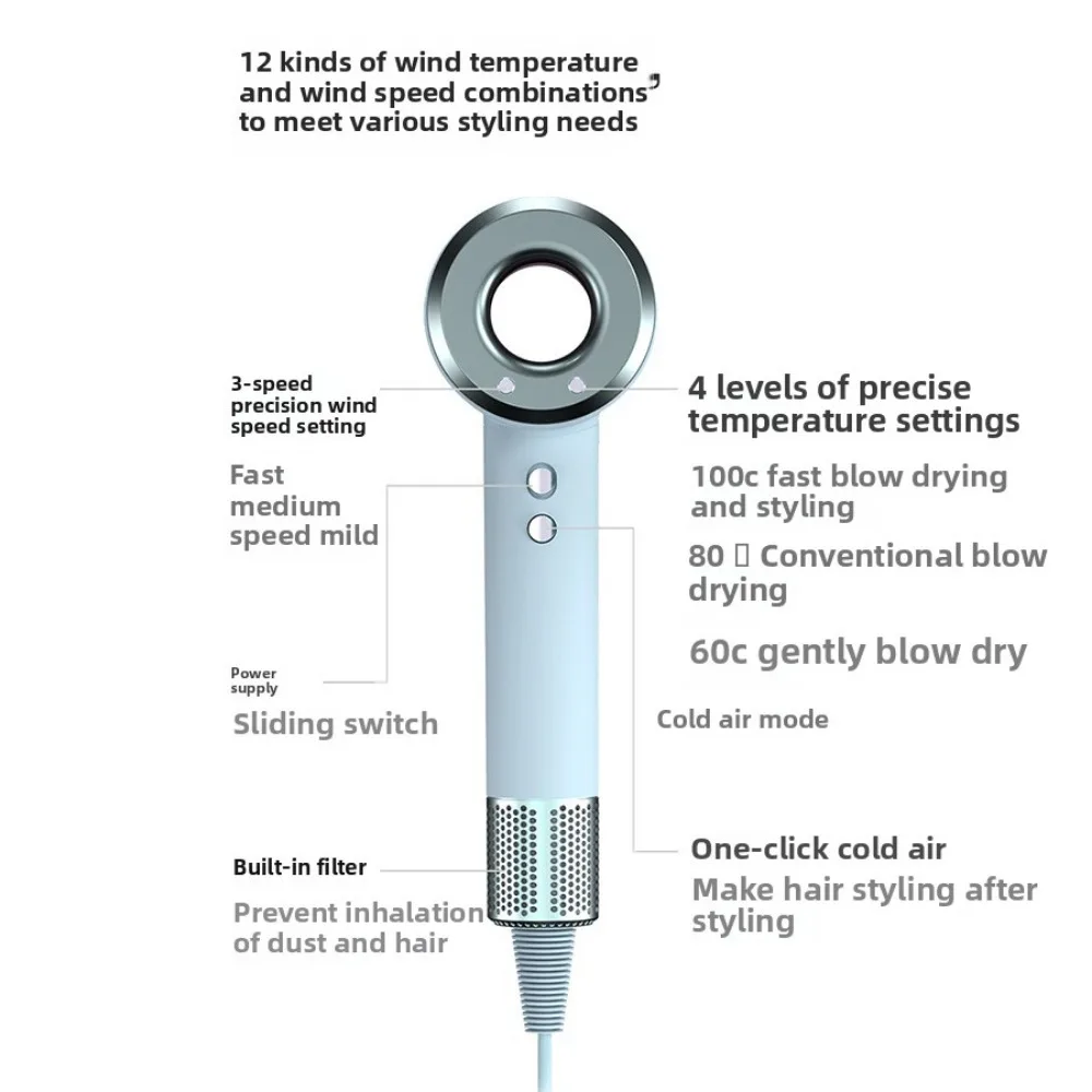 2026 New Anion Wall Mounted Hair Dryer 5 in 1 Bladeless Lightweight Temperature Control for Smooth Styling image 6