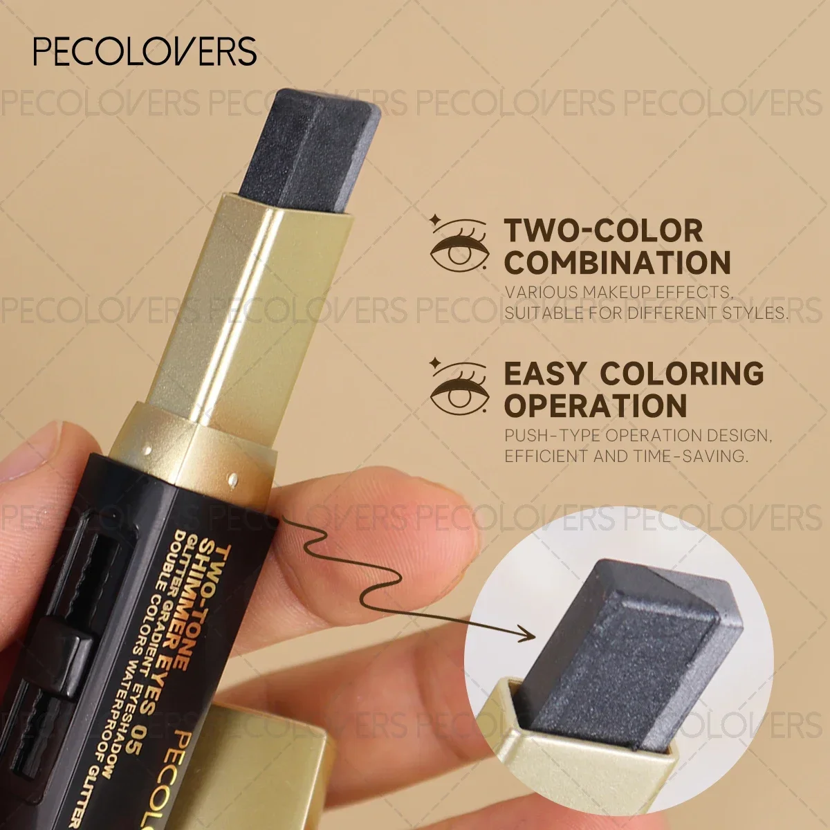 1PC Smoked Dual-Color Eyeshadow Stick, Matte Black- Smoked & Gothic Makeup, Designed for Contouring And Highlighting