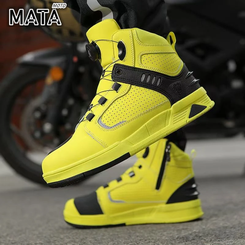 Hot Motorcycle Boots Men Biker Shoes Moto Sneaker Microfiber Leather Adventure Motocross Shoes Anti-slip Motorcycle Equipment