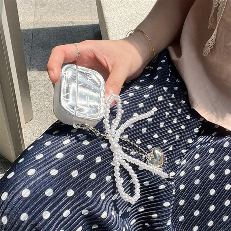 เคสป้องกันหูฟังแบบโบว์3D สำหรับดีไซน์รูปหัวใจเคสป้องกันกันกระแทก