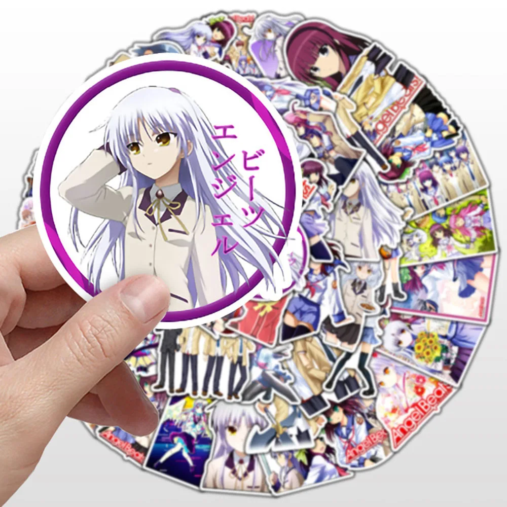 10/50PCS 애니메이션 엔젤 비츠 만화 낙서 스티커 만화 크리 에이 티브 장식 노트북 전화 기타 스케이트 보드 워터 컵
