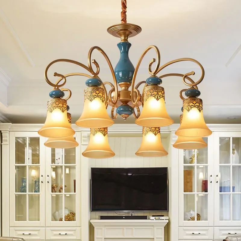SOFEINA AmericanVillage Chandelier LED European Luxury Ceramic Living Room Restaurant Bedroom Study Villa Hotel Cafe Pendent Lam