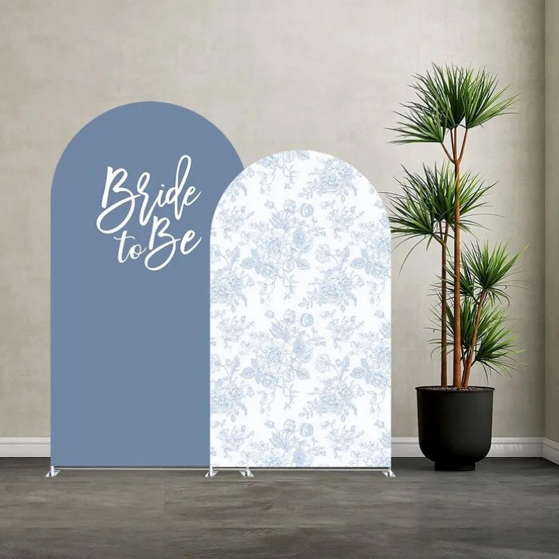 VIKAMA Toile de fond arquée florale bleu poussière, bannière de fond pour future mariée, fête prénuptiale, enterrement de vie de jeune fille
