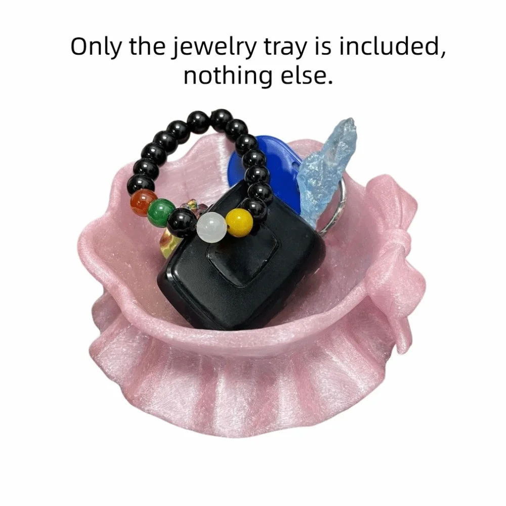 Elegant 3D Printed Jewelry Tray Decorative Glossy Bow Ribbon Ring Holder Baroque Style Sweet Jewelry Plates Desktop Use