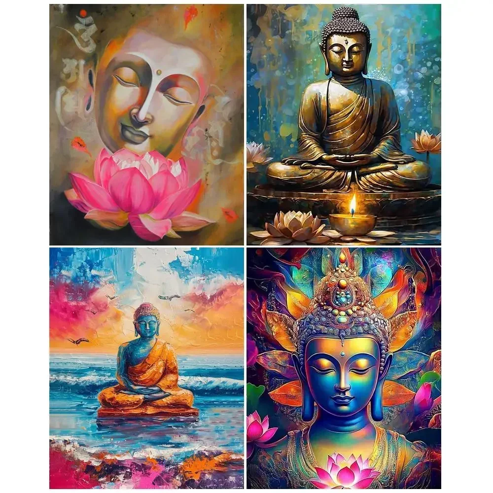 Paint By Numbers Kits Crafts DIY Kits for Beginners Buddha Craft Supplies Living Room Decoration Canvas Painting
