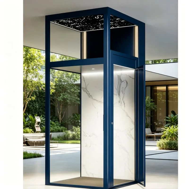 Hydraulic Home Lift 250kg 0.3m/s 2 Stops Compact No Deep Pit For Bungalow Small Apartment Retrofitting Customized