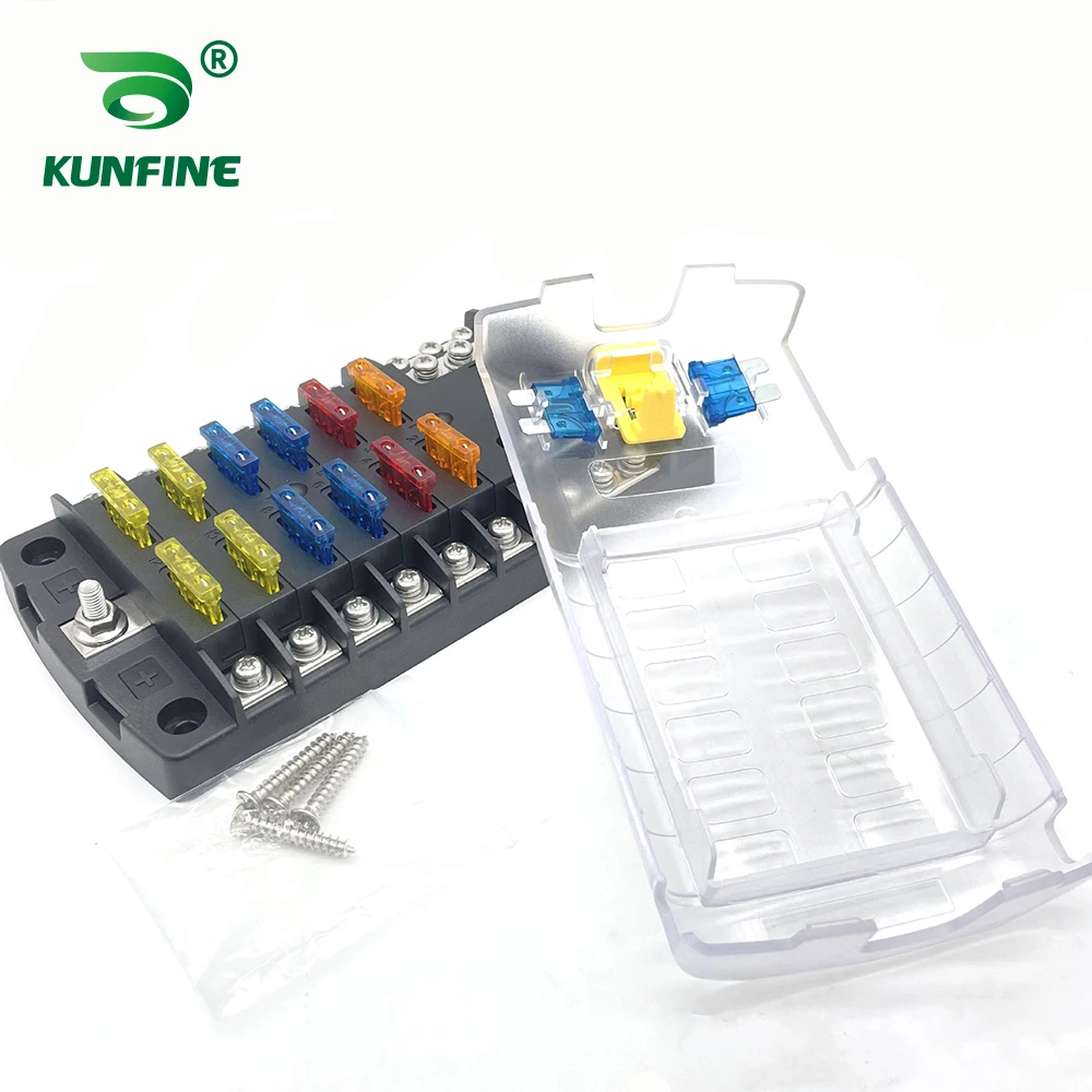 Fuse Box Holder 12 Way Screw Fuse Block with Negative Pole For Car Off-road RV Bus Yacht Boat