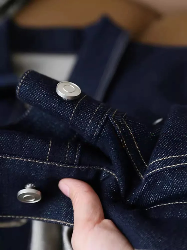 Vintage Bright Line Color Collision Workwear Džínová bunda Dámská jarní a podzimní tenká malá tenká krátká studentská halenka - náhled 2