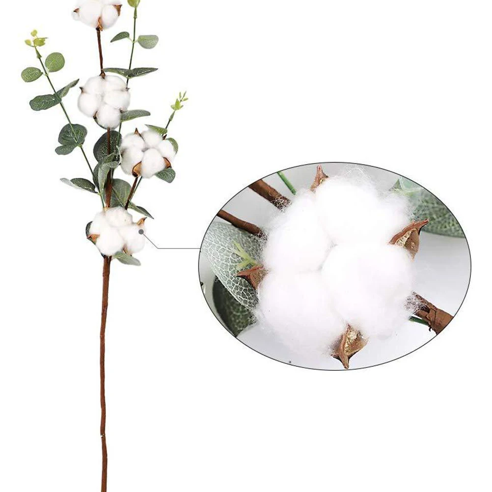 

Eucalyptus Cotton Dried Flowers Simulated Artificial Simulation Adornment Bouquets Ornament Decor
