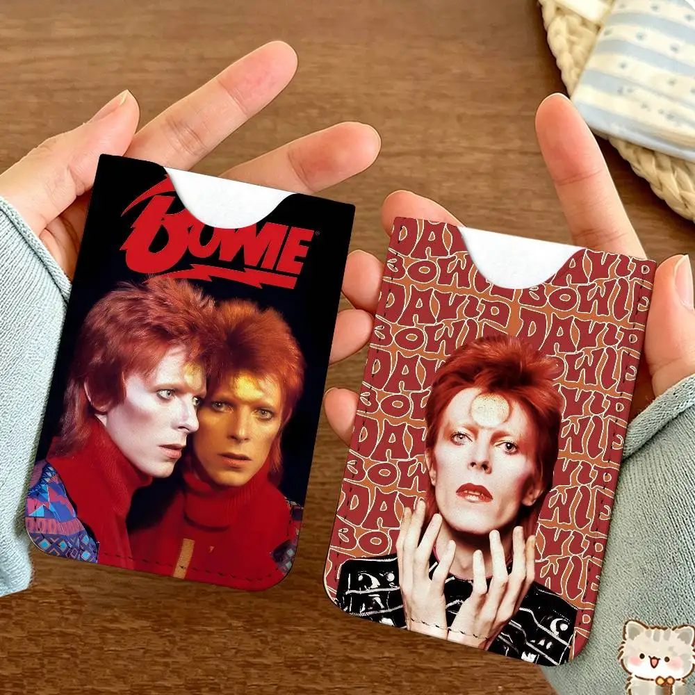 Retro Singer D-David B-Bowie Leather Mini Wallet for Men, Thin Pocket Credit Card Separate ID & Bus Card